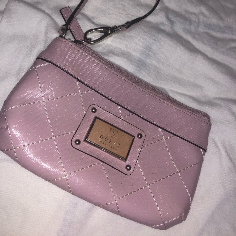 Small Pink Guess Wristlet
